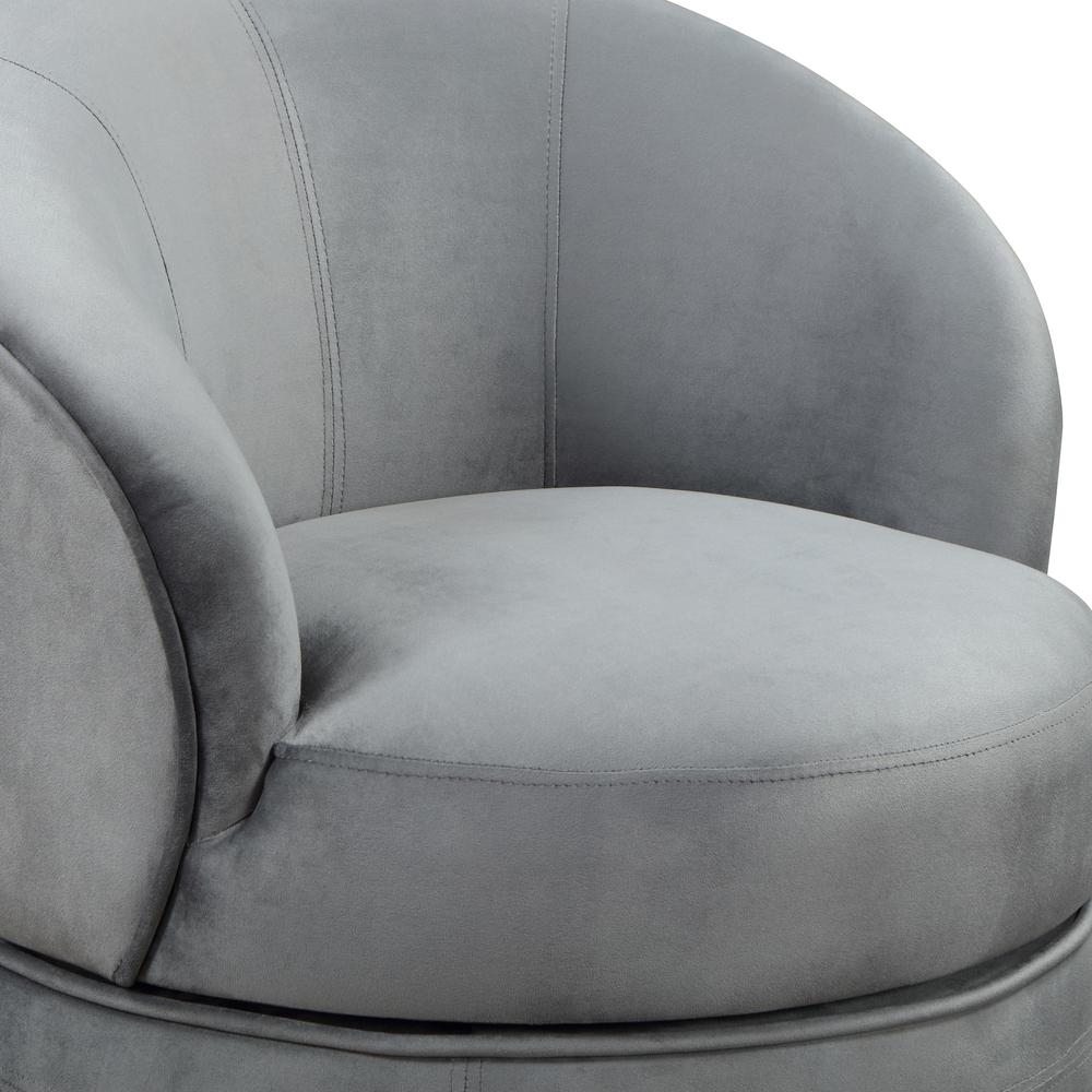 Sophia Swivel Accent Chair Gray Velvet. Picture 8