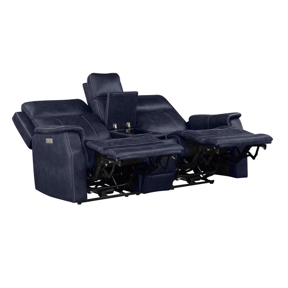 Valencia Dual Power Reclining Console Loveseat - Ocean. Picture 6