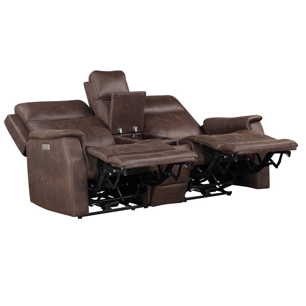 Valencia Dual Power Reclining Console Loveseat - Walnut. Picture 7