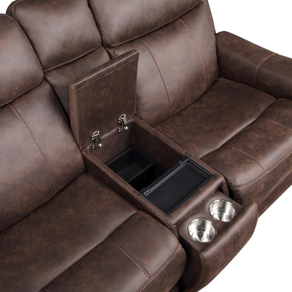 Valencia Dual Power Reclining Console Loveseat - Walnut. Picture 5