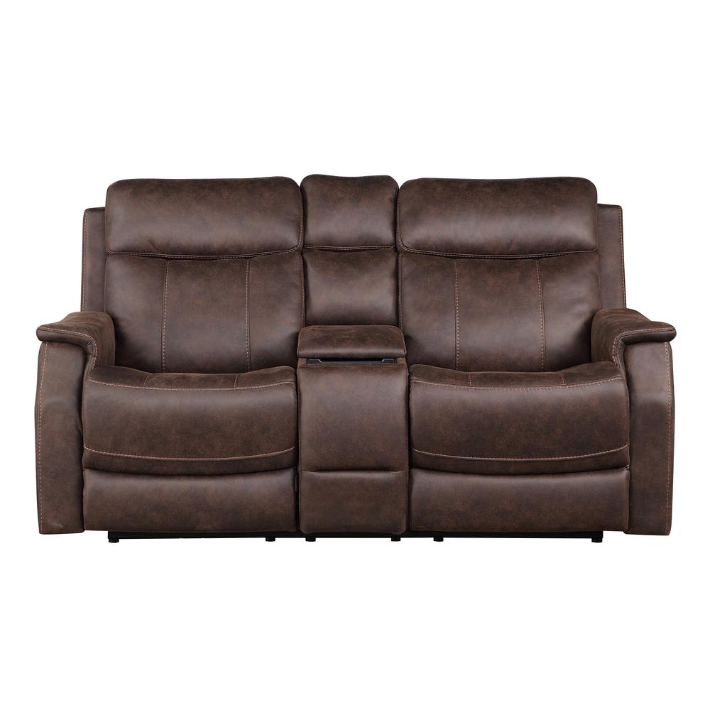 Valencia Dual Power Reclining Console Loveseat - Walnut. Picture 9