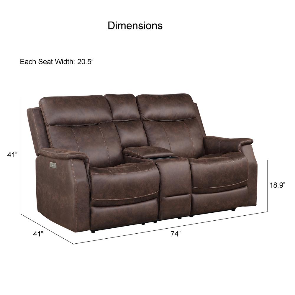 Valencia Dual Power Reclining Console Loveseat - Walnut. Picture 11