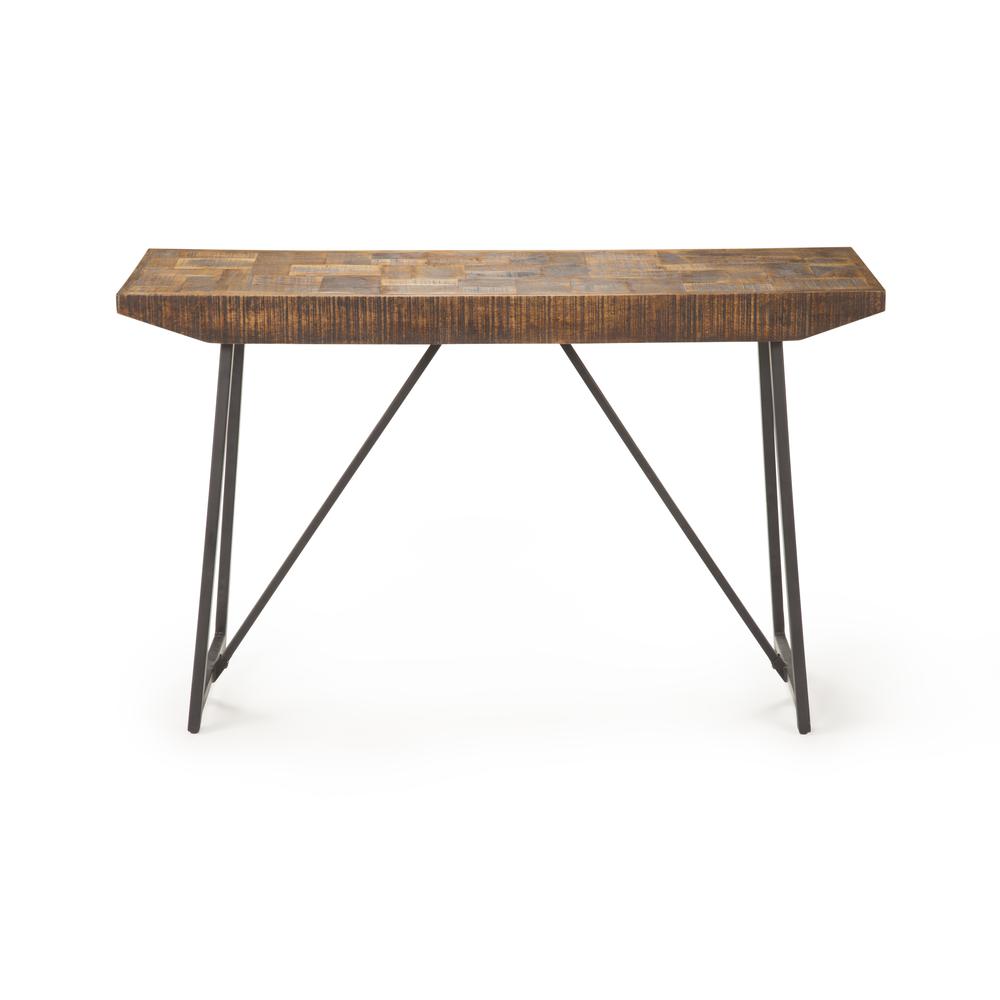 Parquet Sofa Table, Mango with parquet design/dark gray base. Picture 3