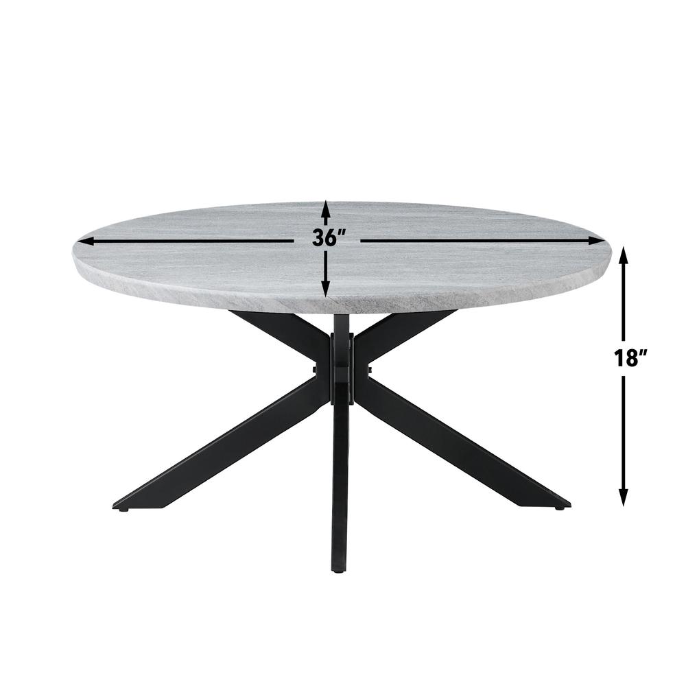 Keyla Faux Marble Round Cocktail Table. Picture 4