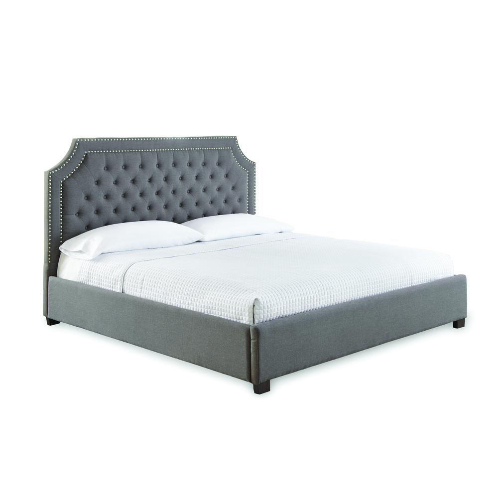 Queen Bed Gray, Gray. Picture 2