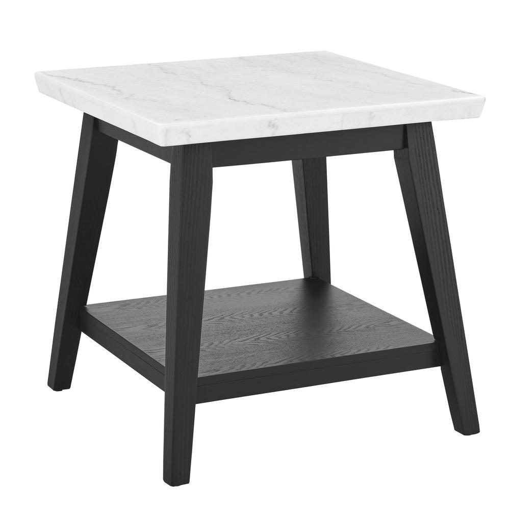 Vida-Black White Marble Top End Table. Picture 2
