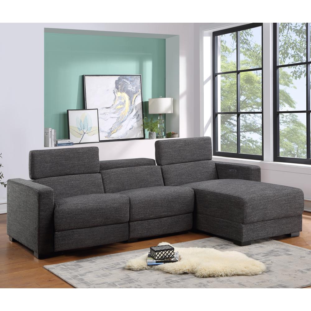 Zara Power Reclining Sectional - Charcoal. Picture 1