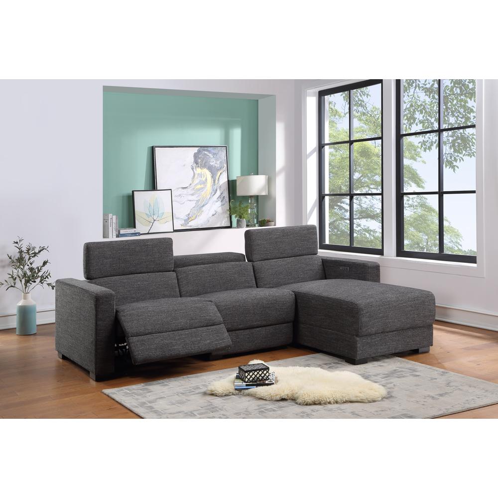 Zara Power Reclining Sectional - Charcoal. Picture 4