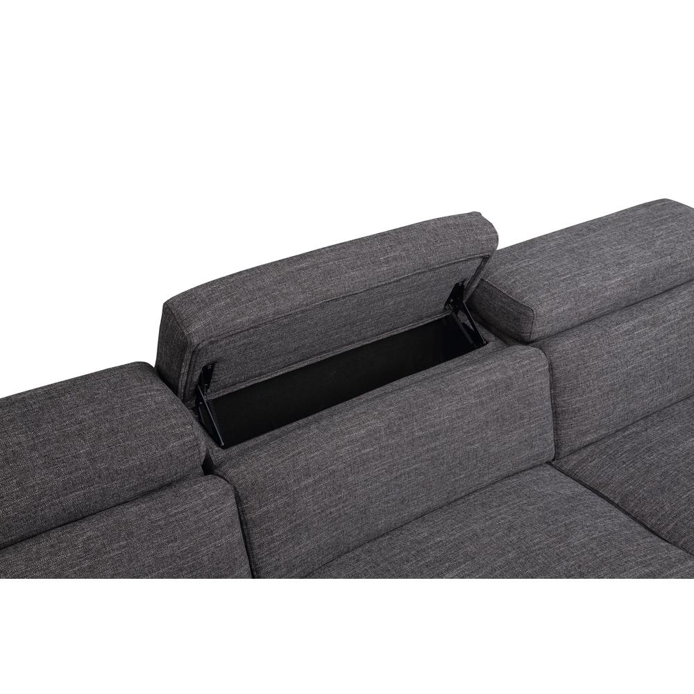 Zara Power Reclining Sectional - Charcoal. Picture 5