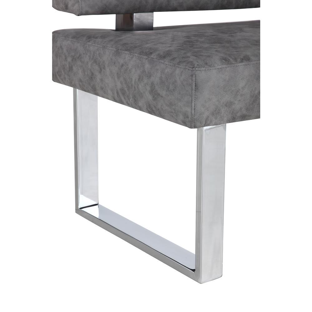 Modern Gray Upholstered Bench, Gray. Picture 8