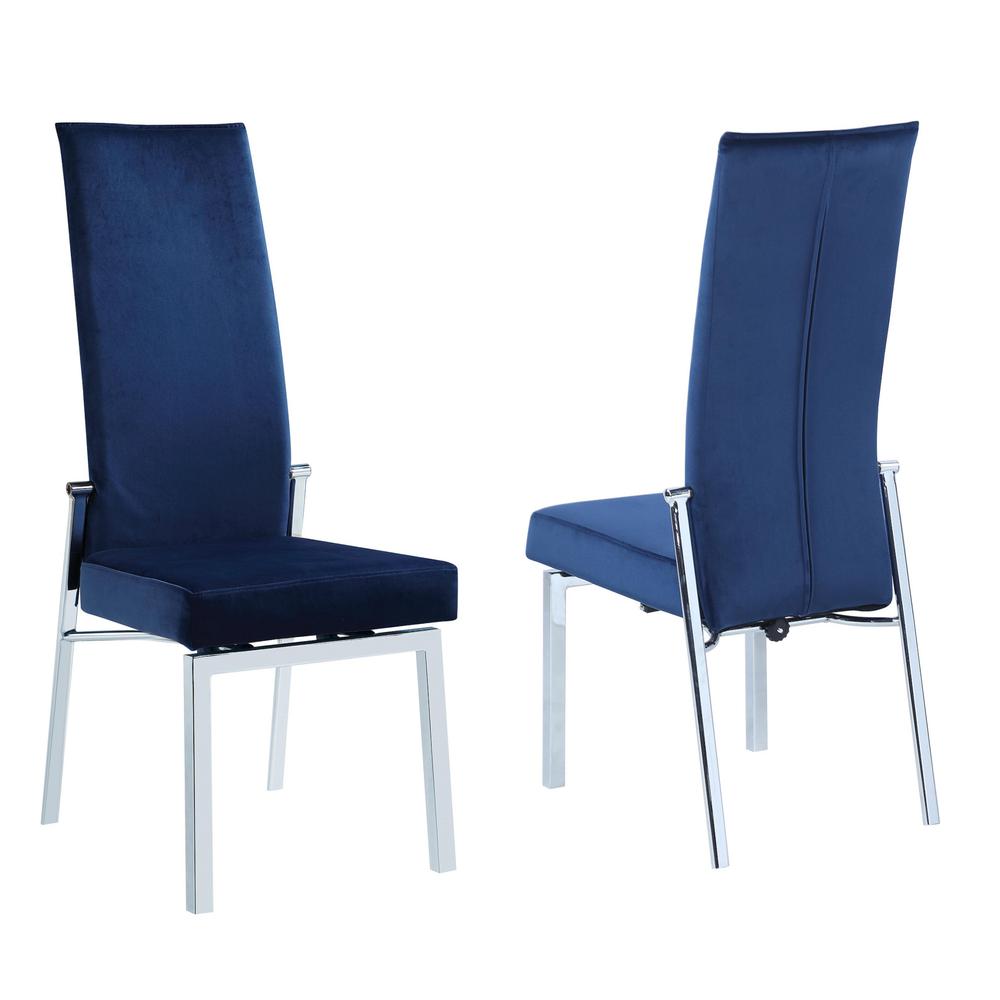 Contemporary Motion Back Side Chair w/ Chrome Frame Blue. Picture 2