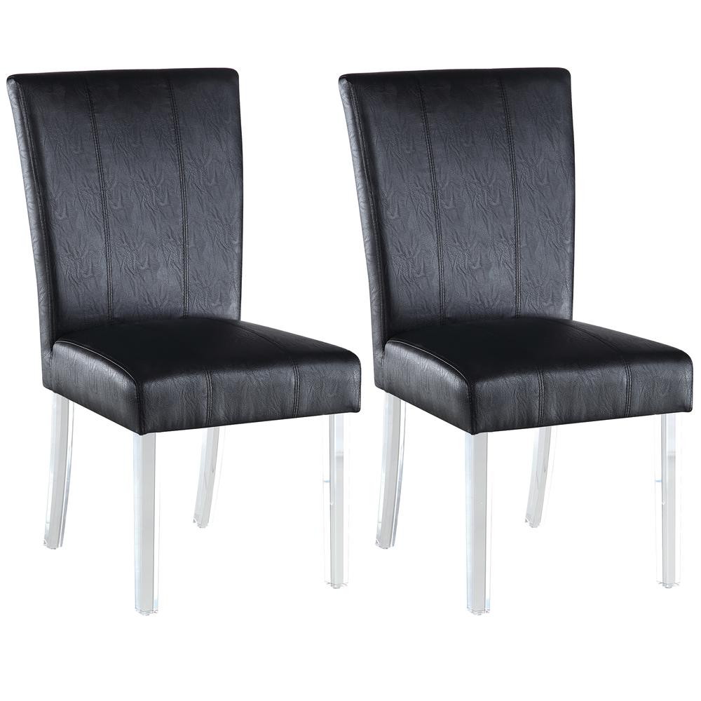 Curved Flare Back Parson Side Chair - Set Of 2, Black. Picture 1