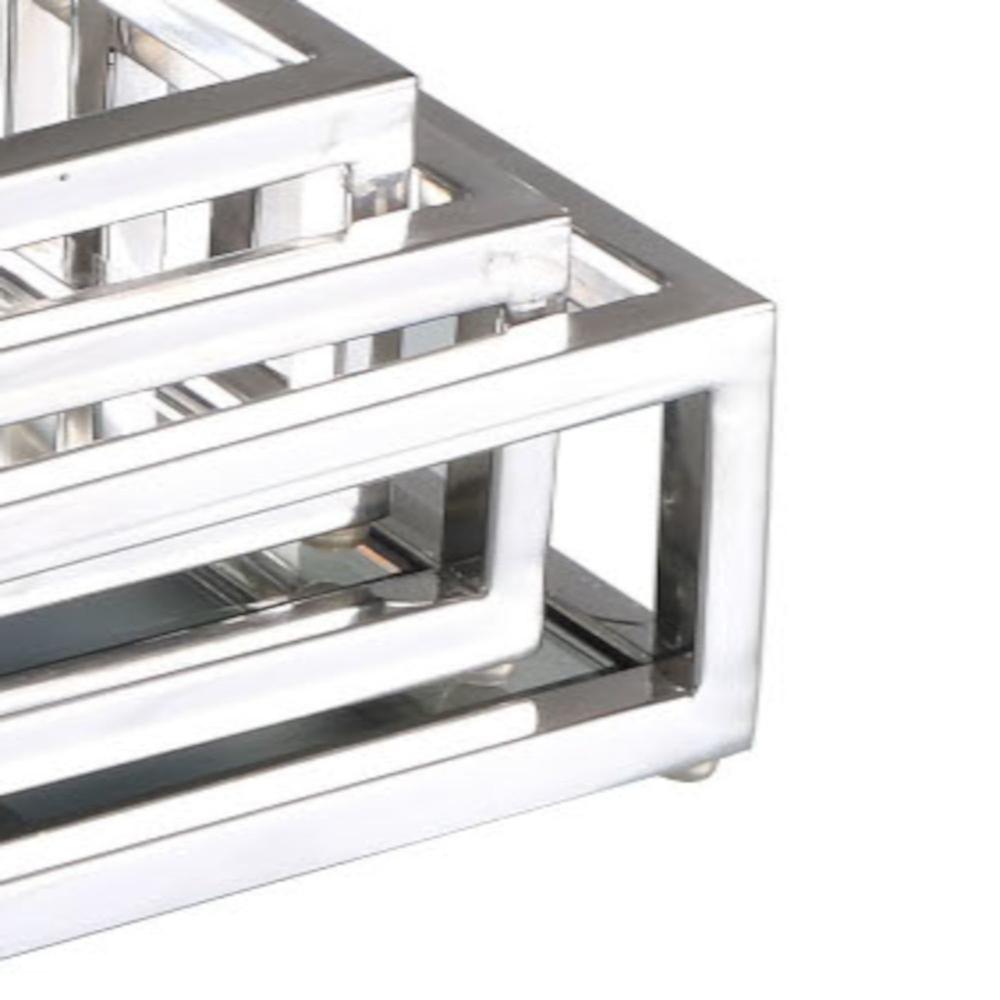 Rectangular Stainless Steel Mirrored Nesting Trays. Picture 4
