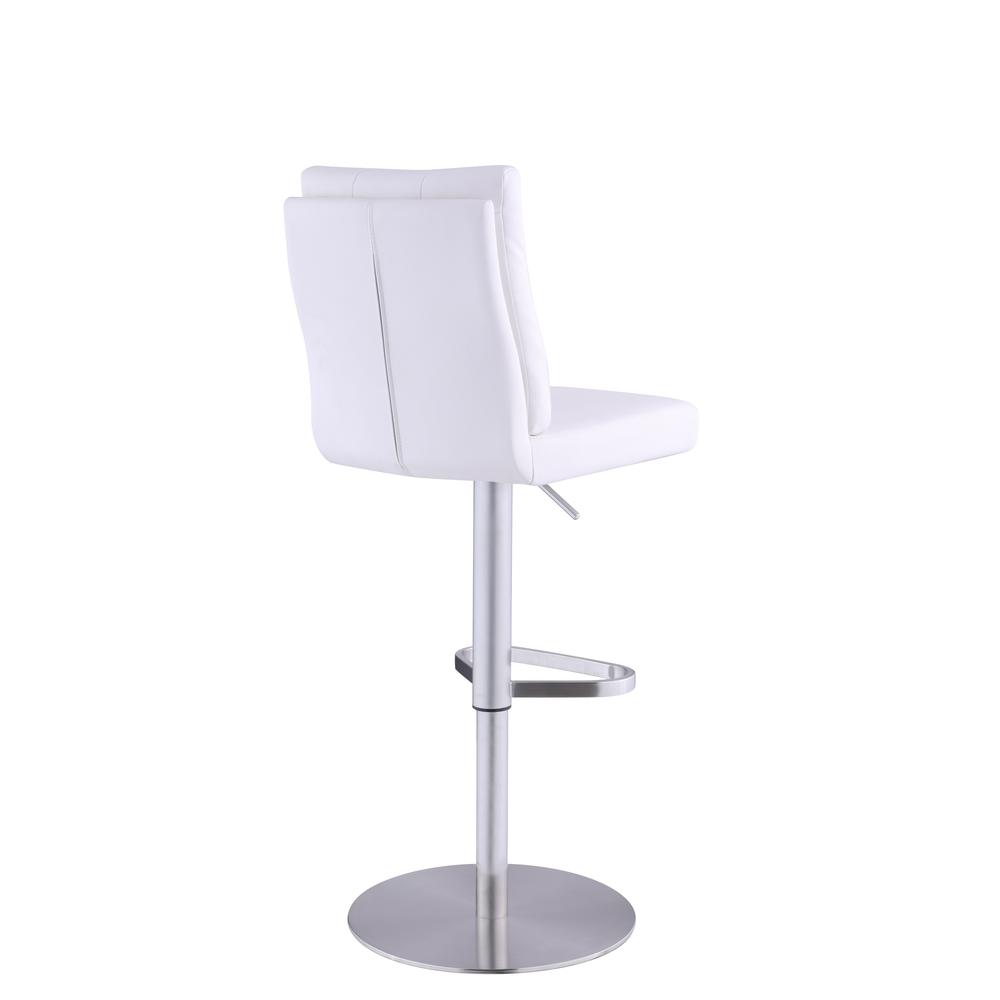 Tufted Back Adjustable Height Stool, White. Picture 2