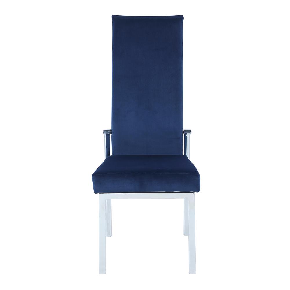 Contemporary Motion Back Side Chair w/ Chrome Frame Blue. Picture 4