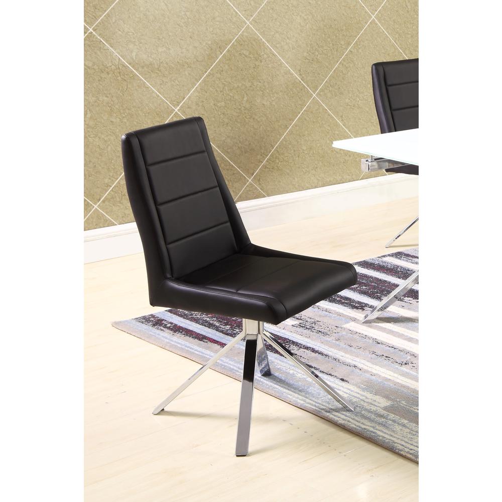 Channel Back Pyramid Base Chair - Set Of 2, Black. Picture 4