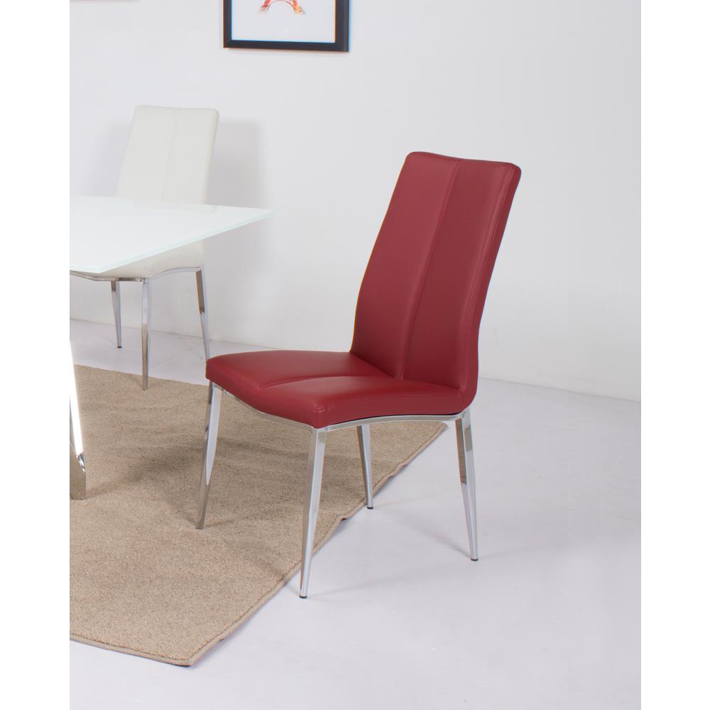 Curved Back Side Chair  - Set Of 4, Red. Picture 6