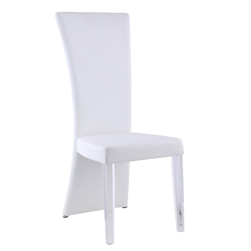 Curved High Back Side Chair W/ Solid Acrylic Legs - - Set Of 2, White. The main picture.