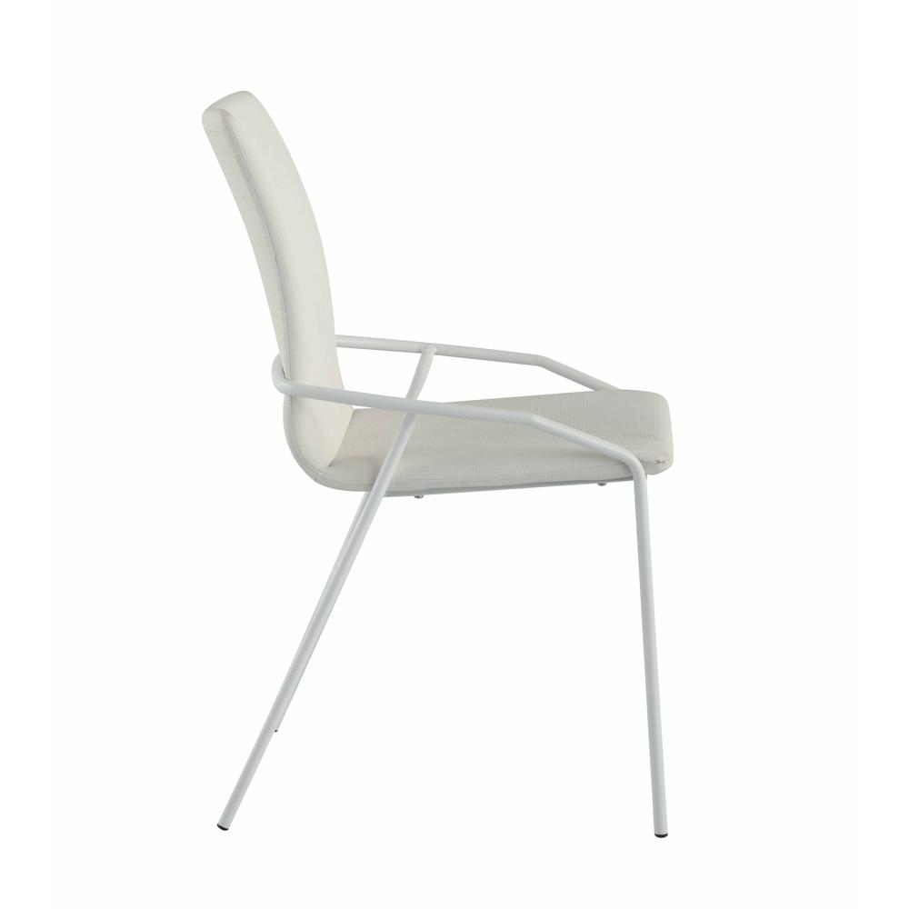 Contemporary White Upholstered Side Chair. Picture 5