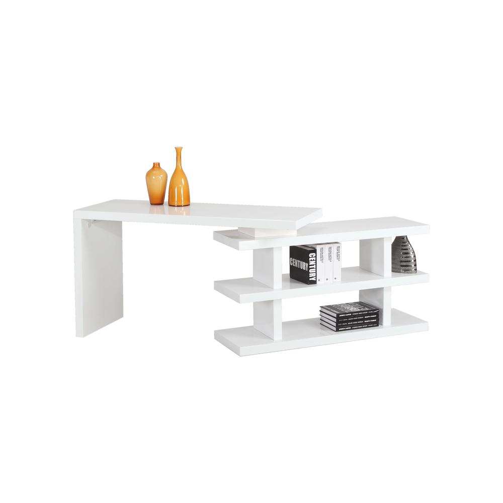 Motion Home Office Desk W/ Shelves, Gloss White. Picture 1