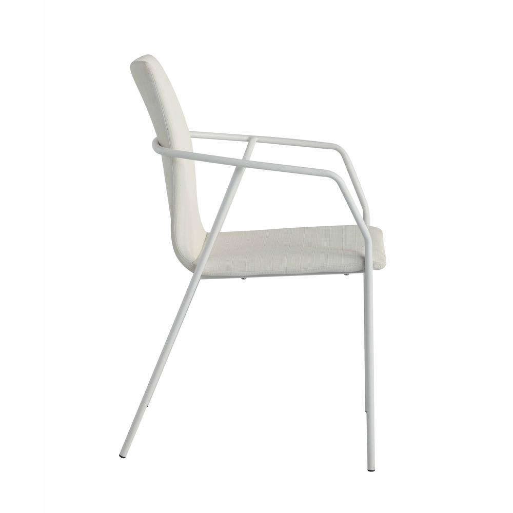 Contemporary White Upholstered Arm Chair. Picture 6