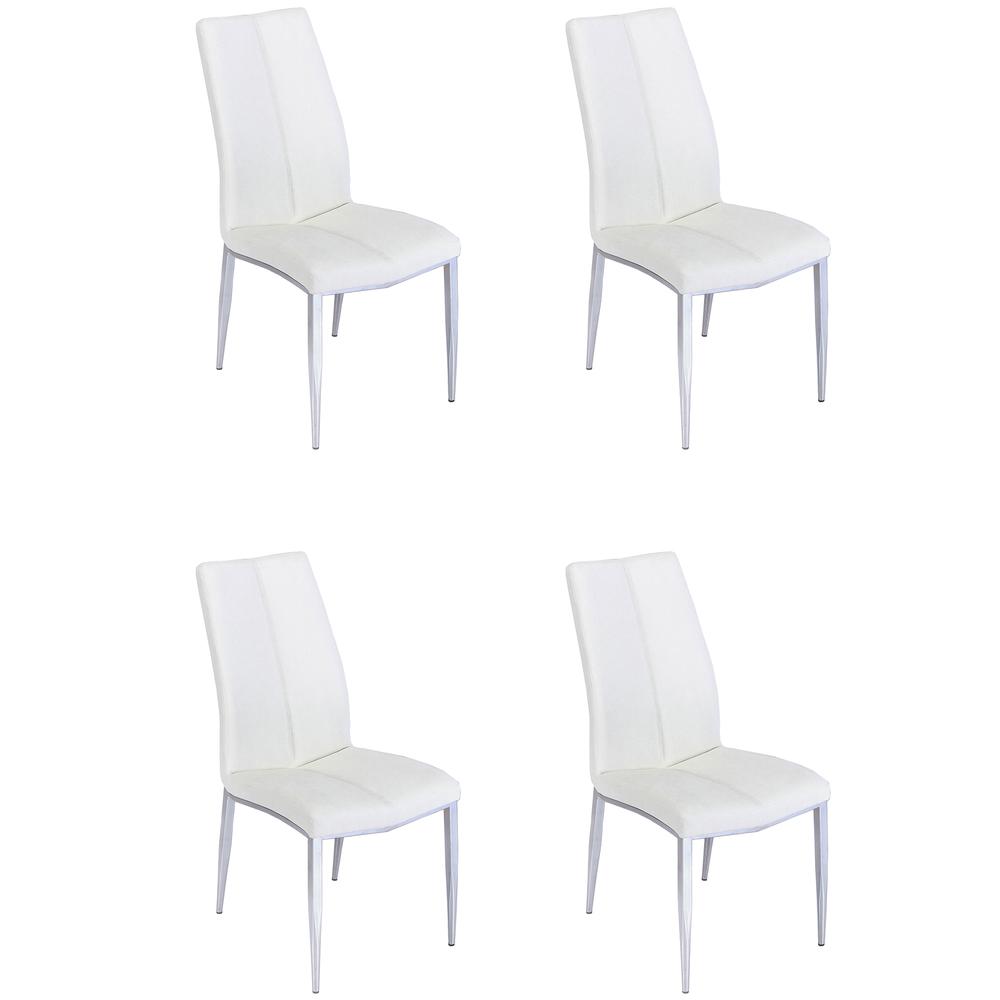 Curved Back Side Chair W/ Texture Upholstery  - Set Of 4, White. Picture 1