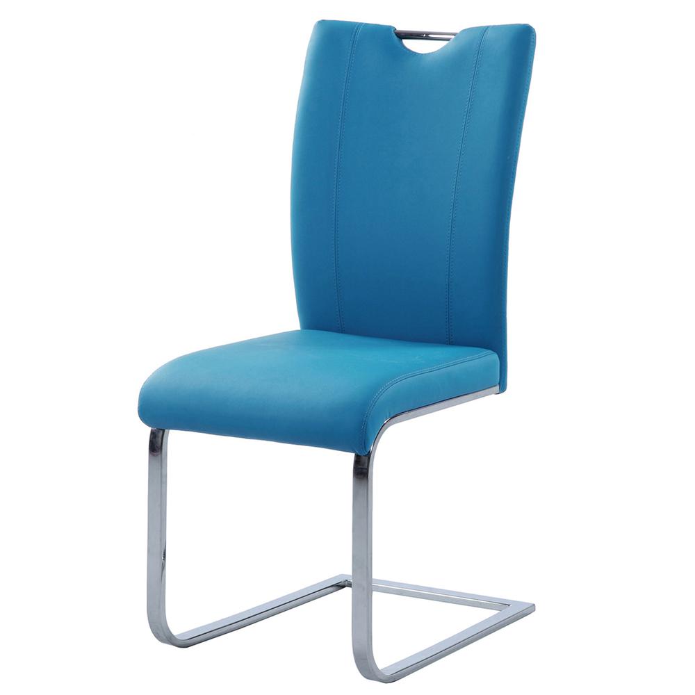 Contemporary Handle Back Side Chair - Set Of 2, Blue. Picture 2
