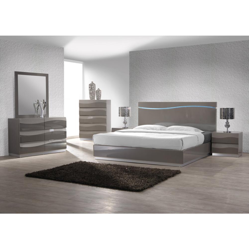 Delhi King Size Bed, Gloss Grey. Picture 2