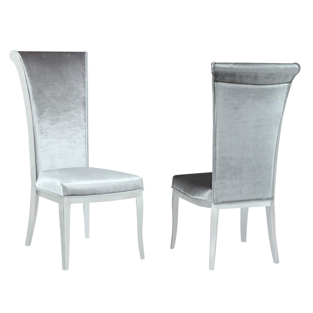 Modern Tall Roll Back Side Chair, JOY-SC-GRY-FAB. Picture 1