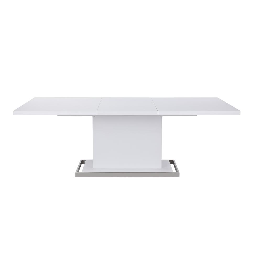 Modern Extendable Gloss White Wooden Dining Table. Picture 8