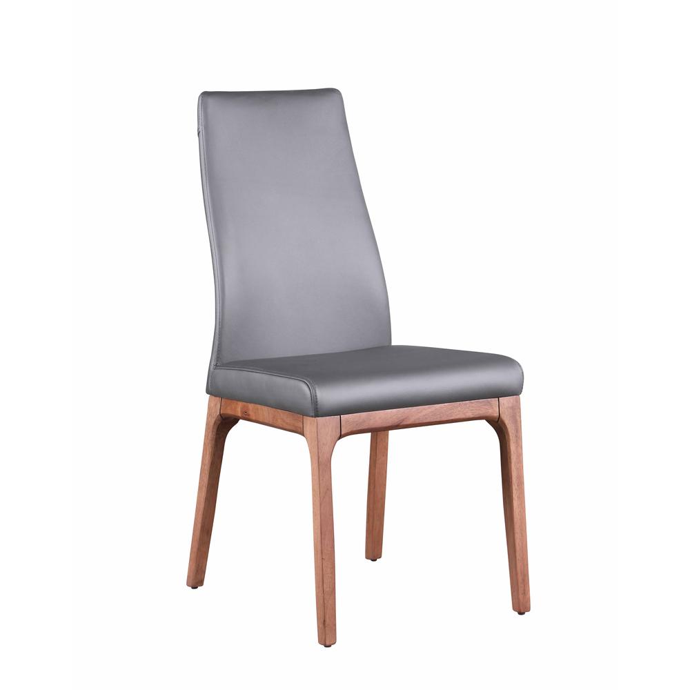 Chintaly Modern Contour Back Upholstered Side Chair w/ Solid Wood Base. Picture 1