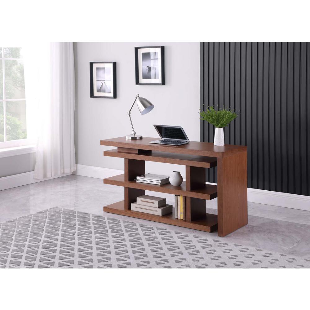 Walnut Motion Home Office Desk w/ Shelves. The main picture.