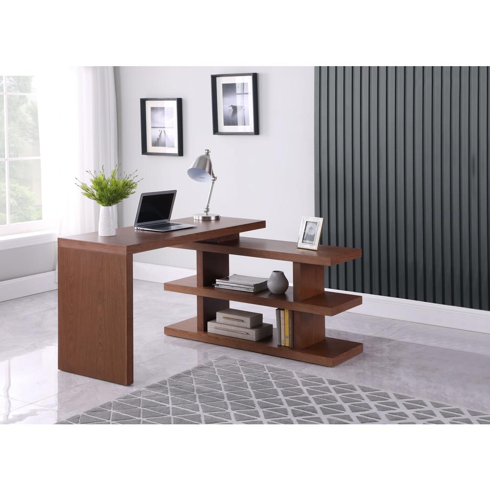 Walnut Motion Home Office Desk w/ Shelves. Picture 5