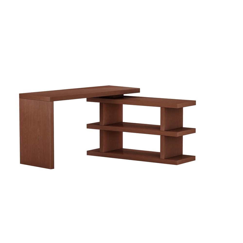 Walnut Motion Home Office Desk w/ Shelves. Picture 7