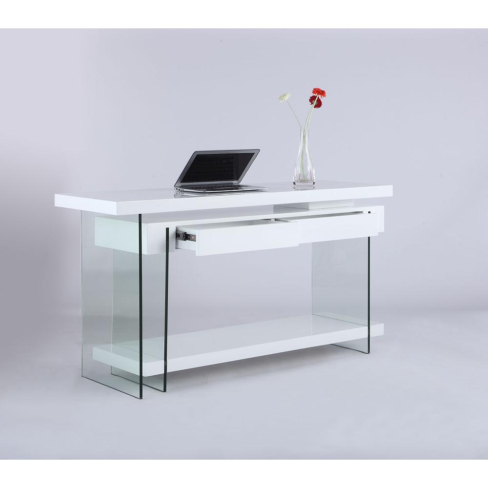 Motion Home Office Desk, Gloss White / Clear. Picture 5