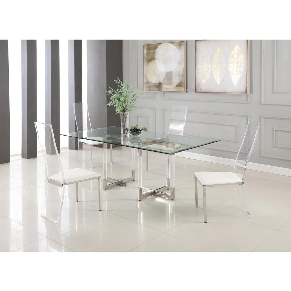 Acrylic High Back Side Chair - Set Of 2, White. Picture 6