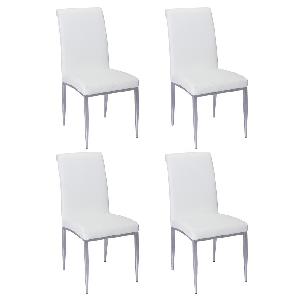 Rolled Back Side Chair  - Set Of 4, White. The main picture.