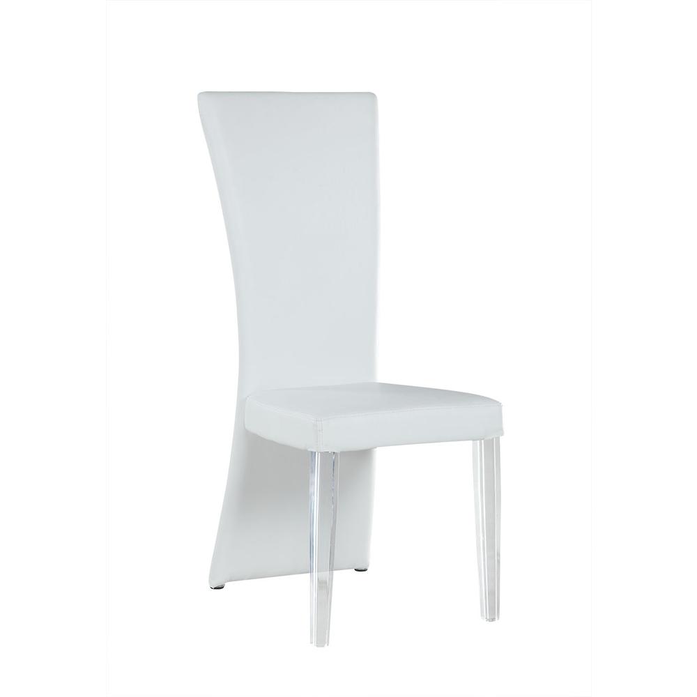 Curved High Back Side Chair W/ Solid Acrylic Legs - - Set Of 2, White. Picture 2