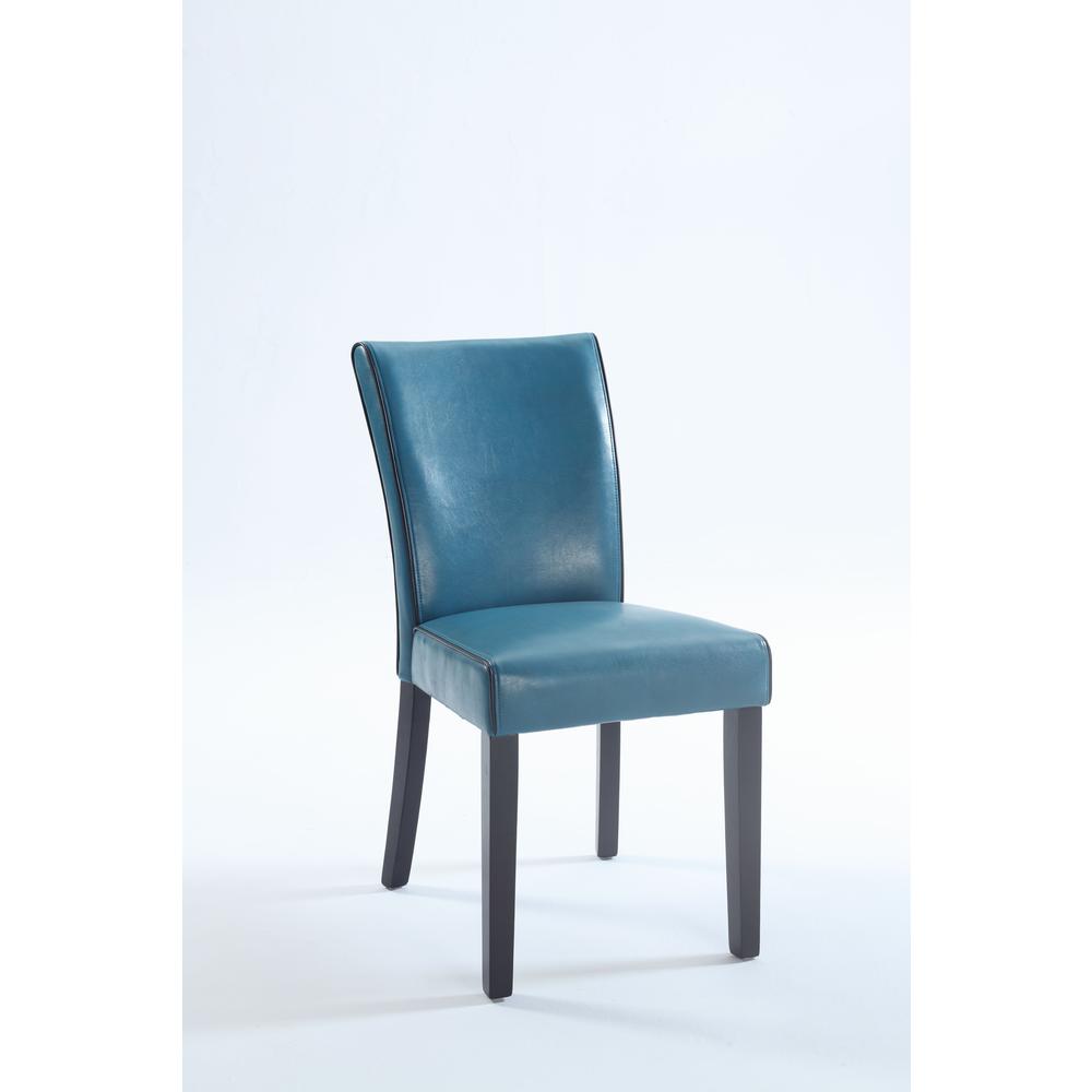 Bonded Leather Parson Chair - Set Of 2, Blue. Picture 2