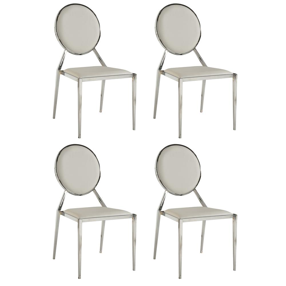 Round Back Side Chair  - Set Of 4, White. Picture 2