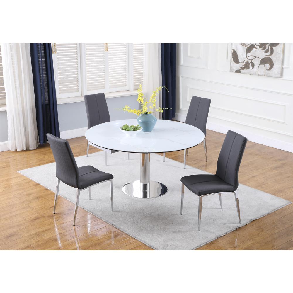 Dining Set w/ Extendable Contemporary Ceramic Table & 4 Modern Chairs. Picture 1