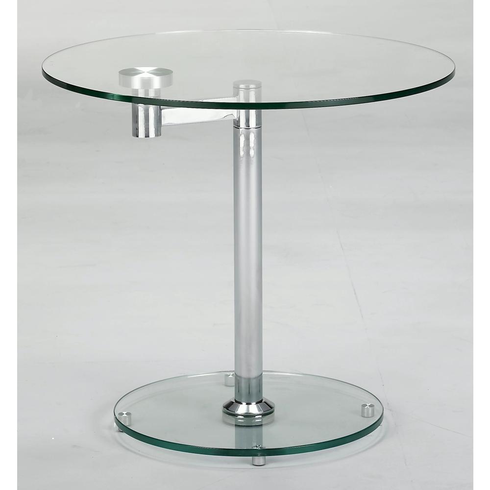 Round Glass Lamp Table, Chrome. Picture 1