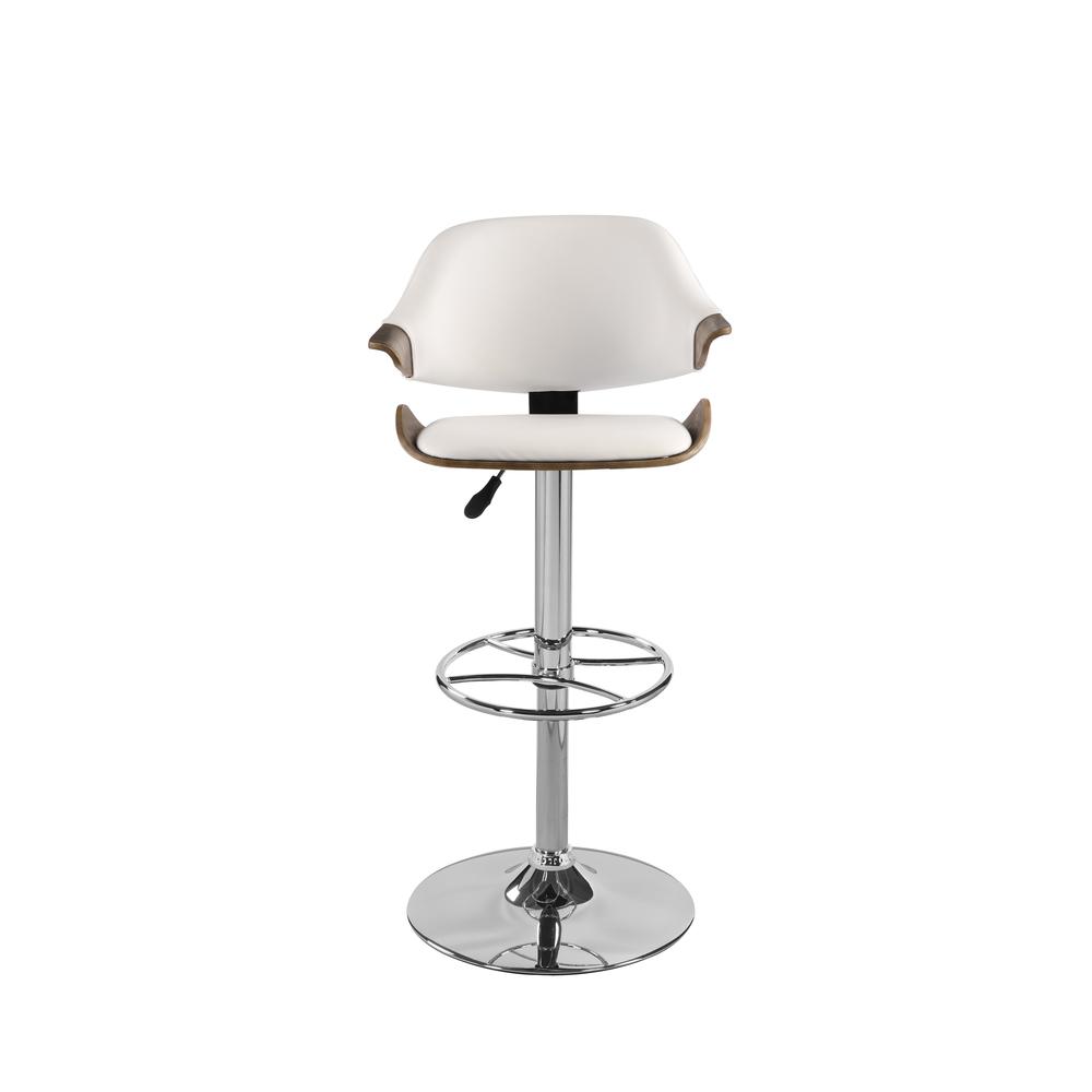 Curved Back Adjustable Height Stool, White. Picture 4