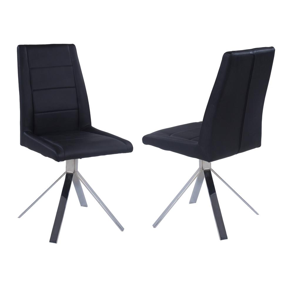 Channel Back Pyramid Base Chair - Set Of 2, Black. Picture 3