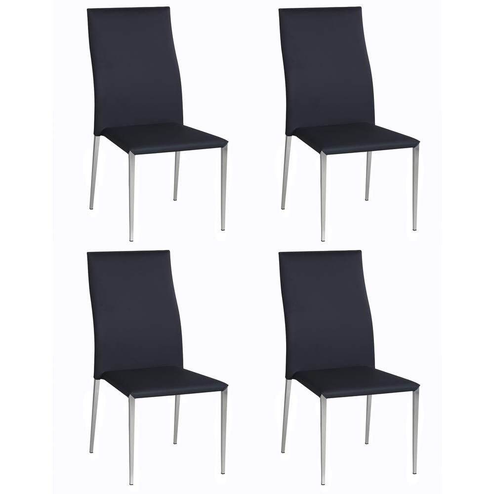 Contour Back Stackable Side Chair  - Set Of 4, Black. Picture 4