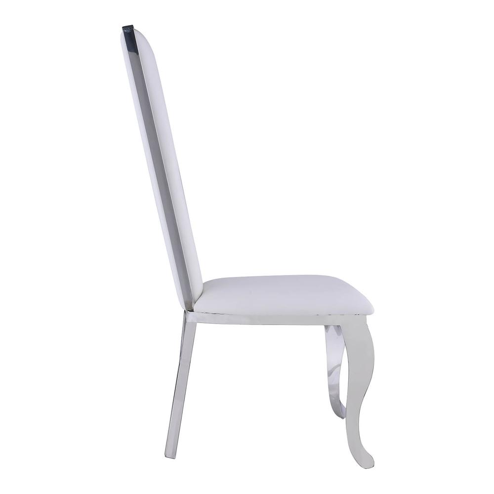 Contemporary Design Tall Back Side Chair - Set Of 2, White. Picture 6