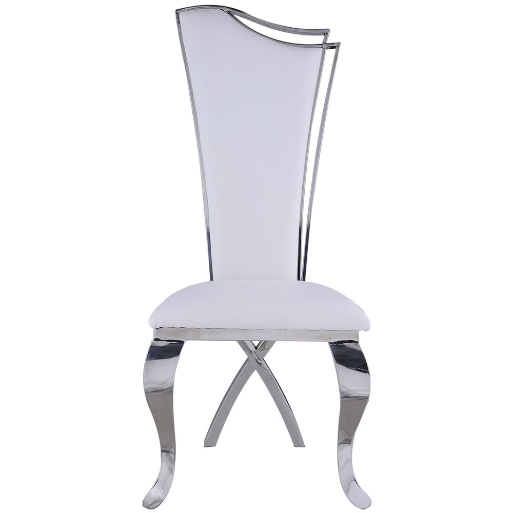 Contemporary Design Tall Back Side Chair - Set Of 2, White. Picture 7