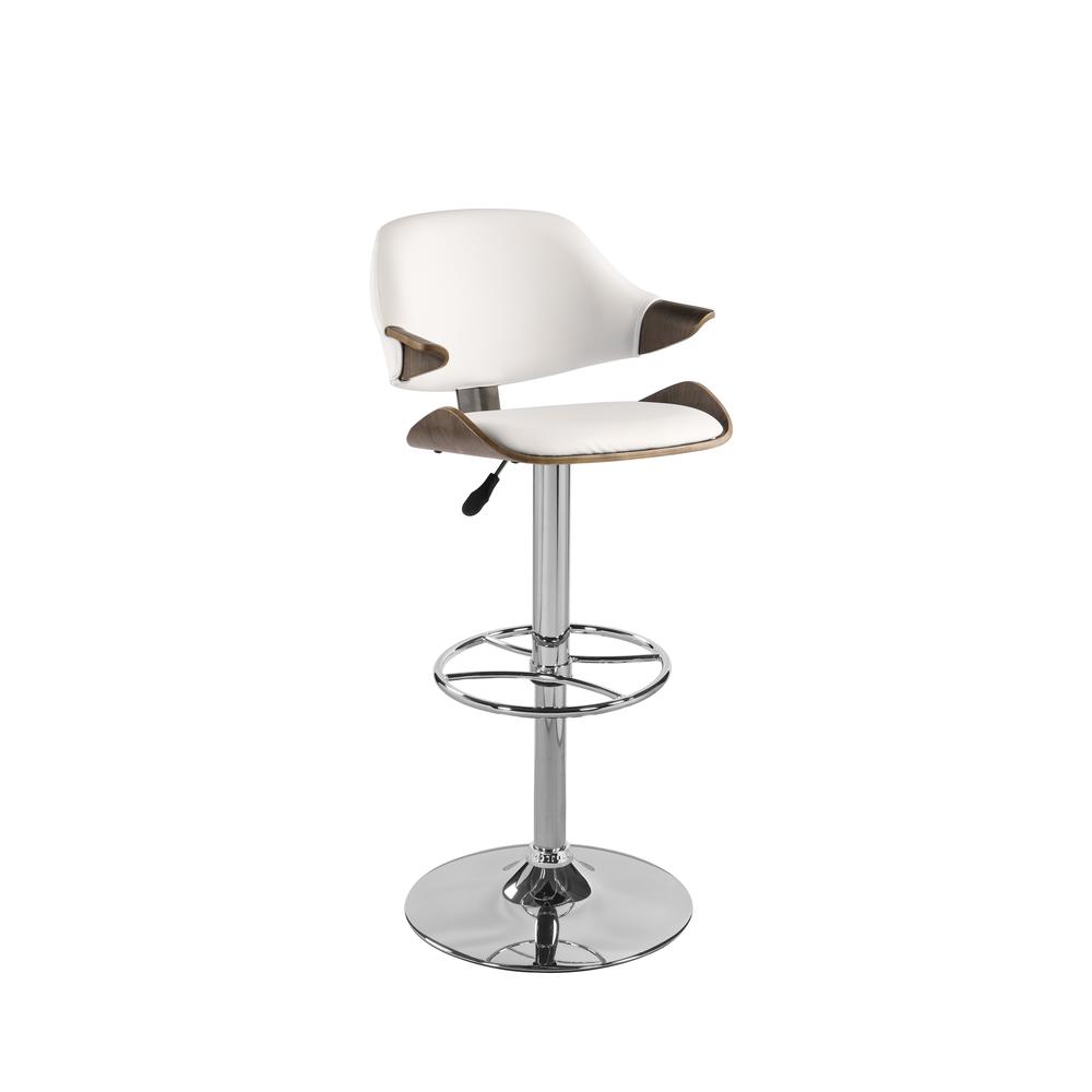 Curved Back Adjustable Height Stool, White. Picture 1