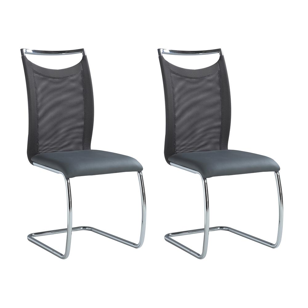 Meshed Back Cantilever Side Chair - Set Of 2, Gray. Picture 3