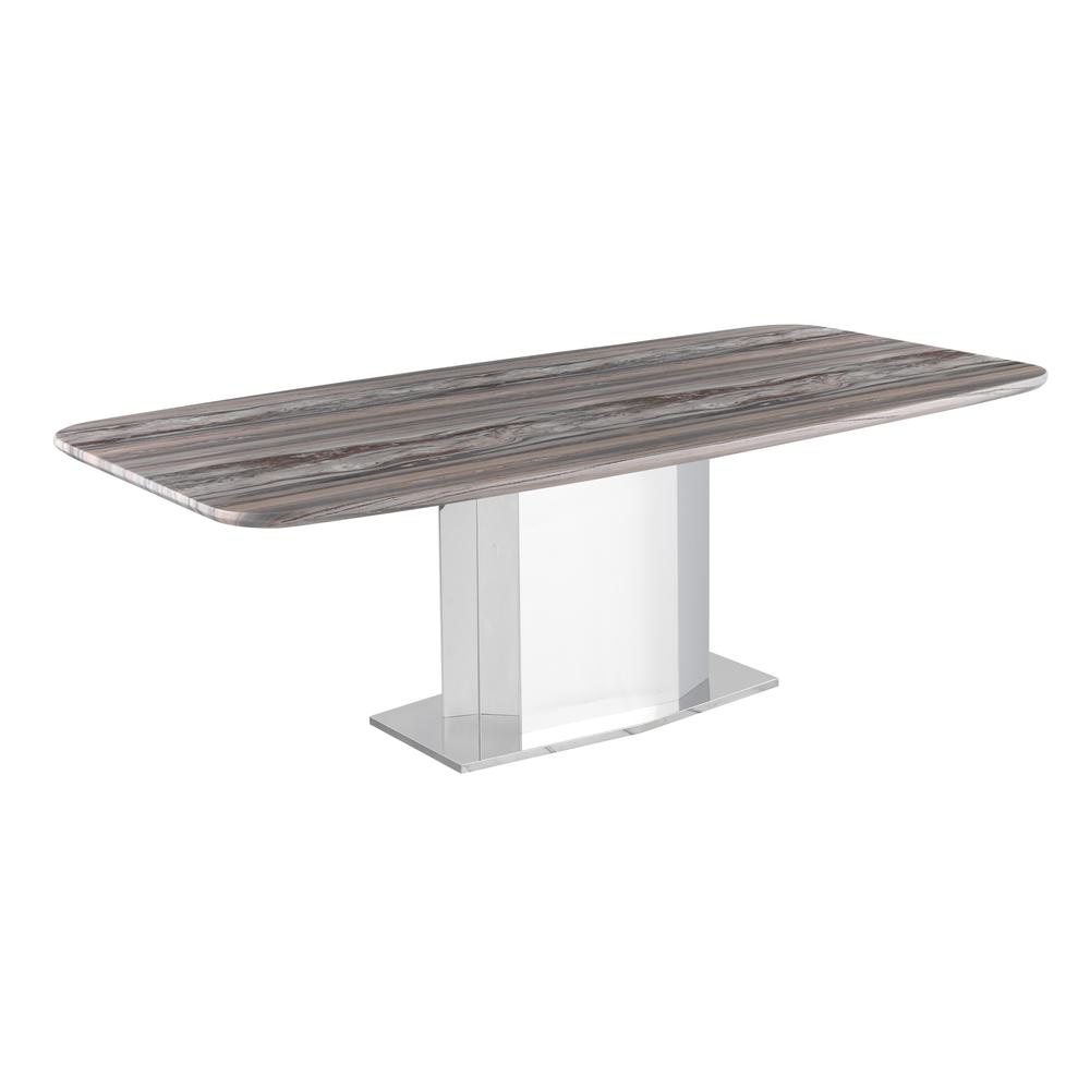 Contemporary Marble Dining Table w/Stainless Steel Base. Picture 1